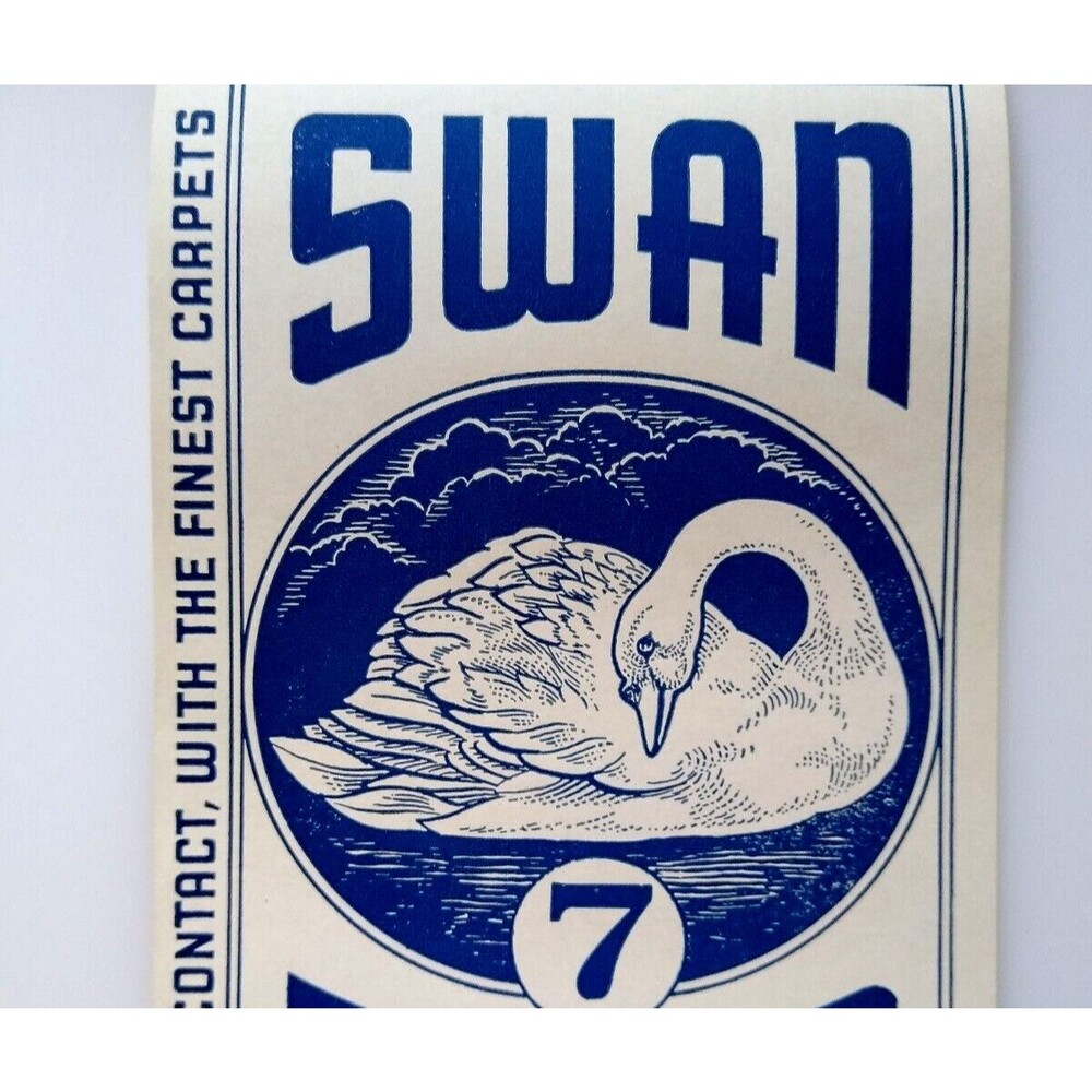 Swan 7 Brand Broom Label Swimming Original Vintage UNUSED Lithograph Artwork